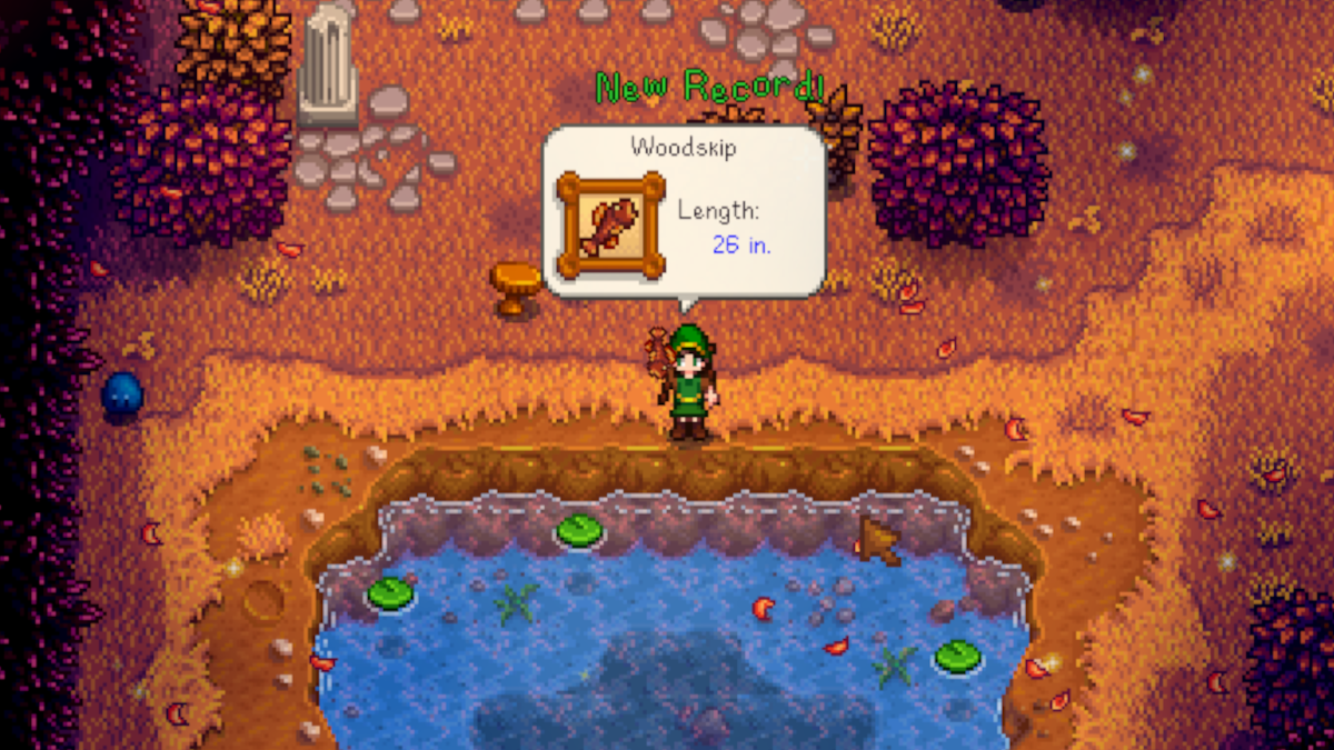 Caught a Woodskip in Stardew Valley