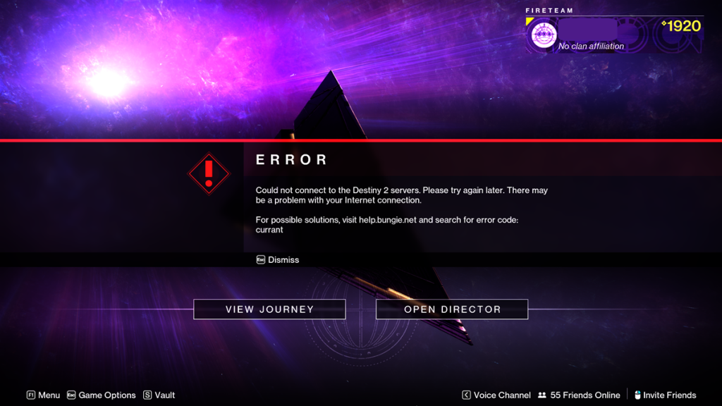 Destiny 2 Currant error code fix