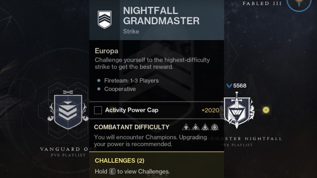 Destiny 2 Nightfall Grandmaster