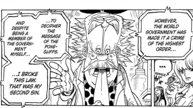 Dr. Vegapunk confessing his sins in One Piece