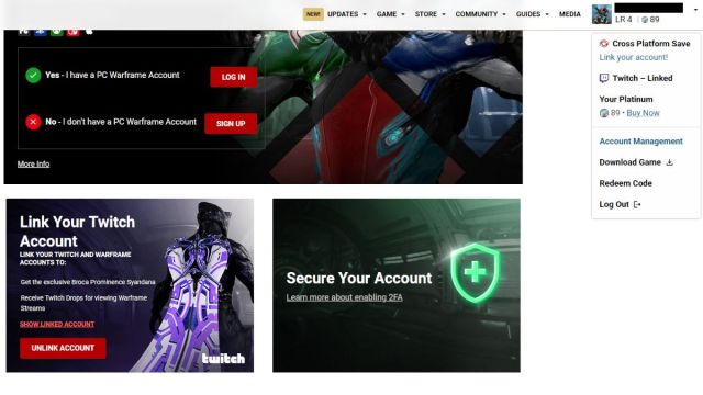 How to link your Twitch Account to Warframe