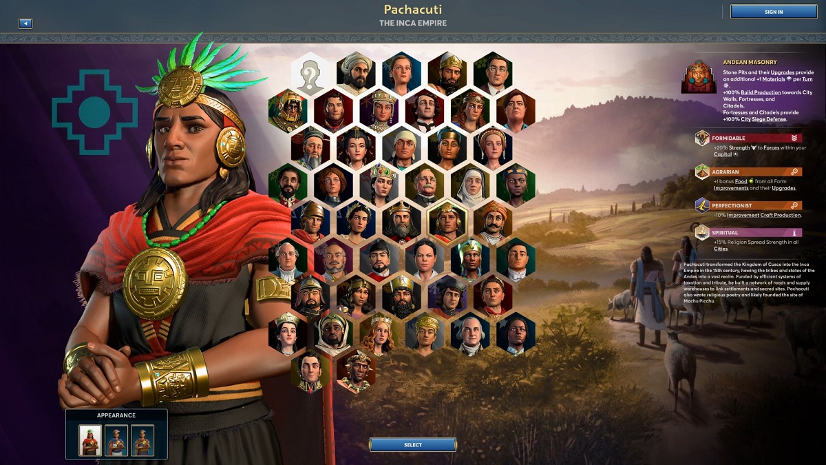 Ara History Untold leader character select screen