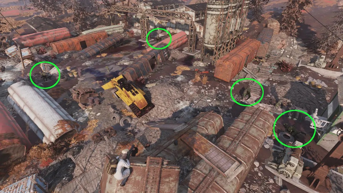 fallout 76 snallygasters at flooded trainyard