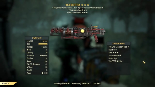 fallout 76 v63 bertha weapon