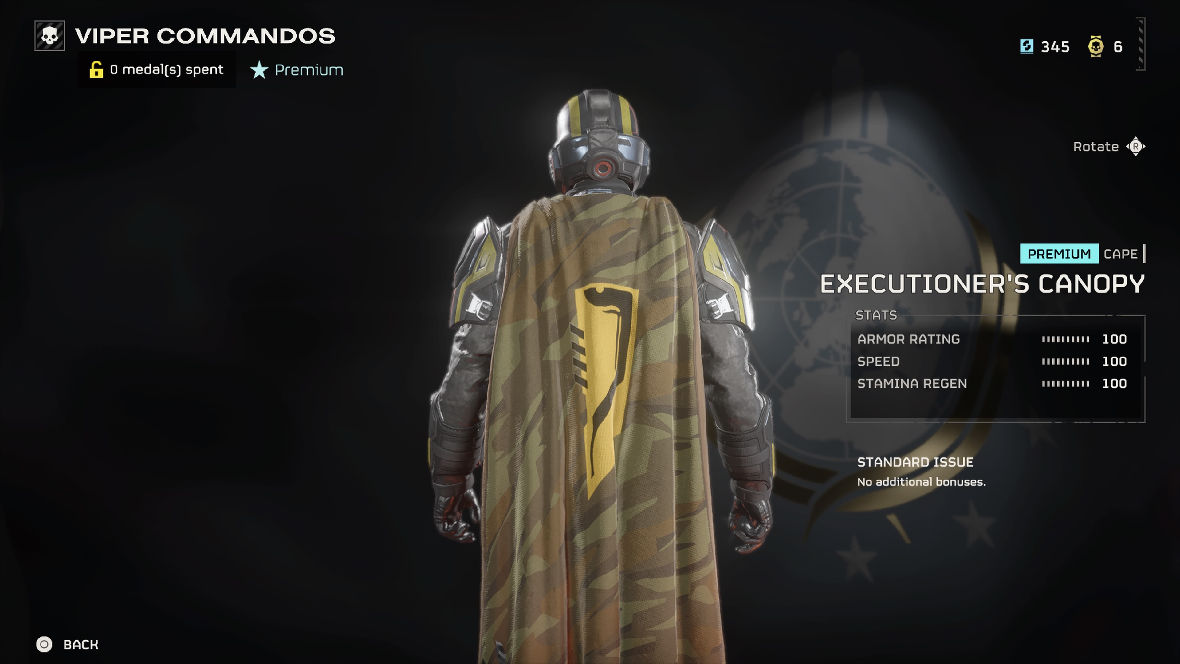 Helldivers 2 All items in the Viper Commandos Warbond and costs - canopy cape