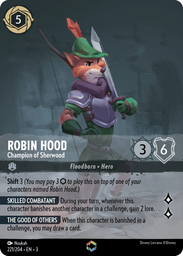 lorcana robin hood champion of sherwood enchanted card