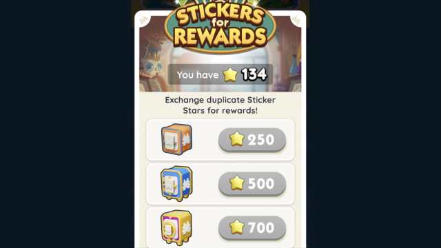 Monopoly GO Sticker Star rewards screen