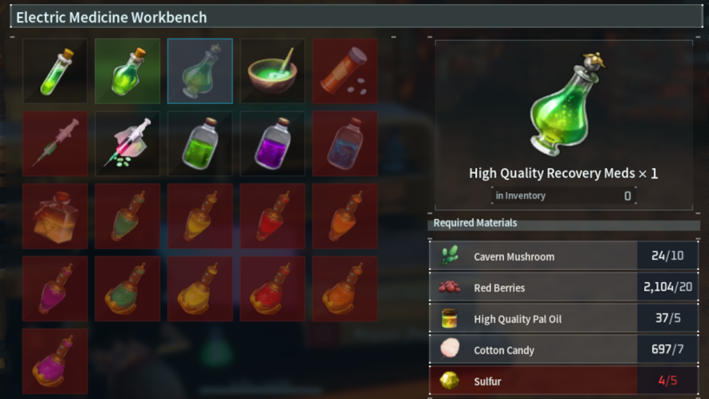 Recovery Meds can be made at an Electric Medicine Workbench in Palworld