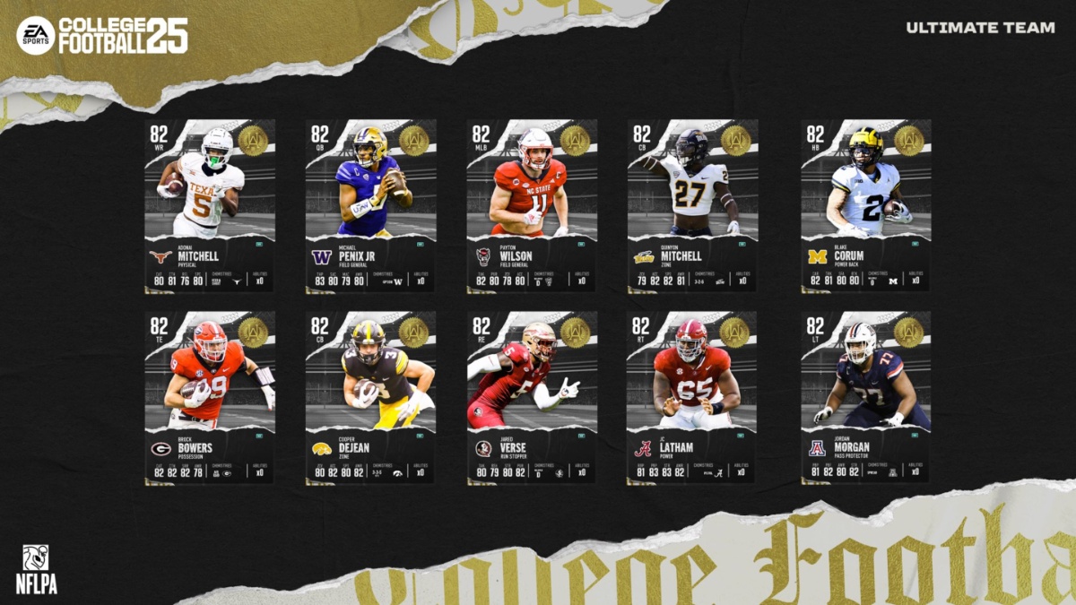 An image of Ultimate Alumni program cards in College Football 25