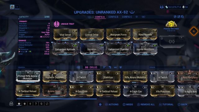 AX-52 build in Warframe