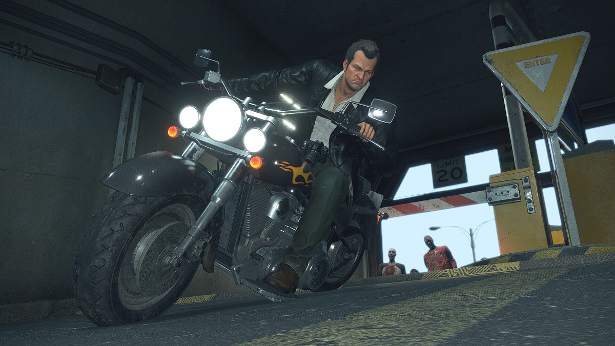 Dead Rising: Frank West looking cool on a motorcycle.