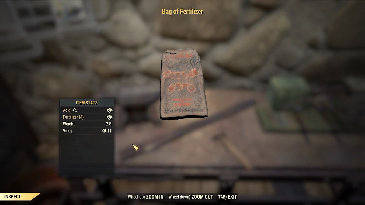 fallout 76 bag of fertilizer inspect screen