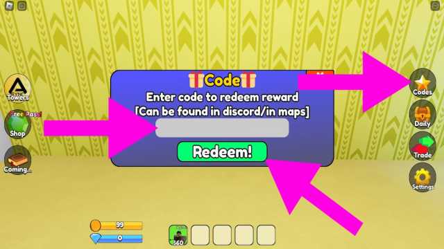 How to redeem Backroom Tower Defense codes