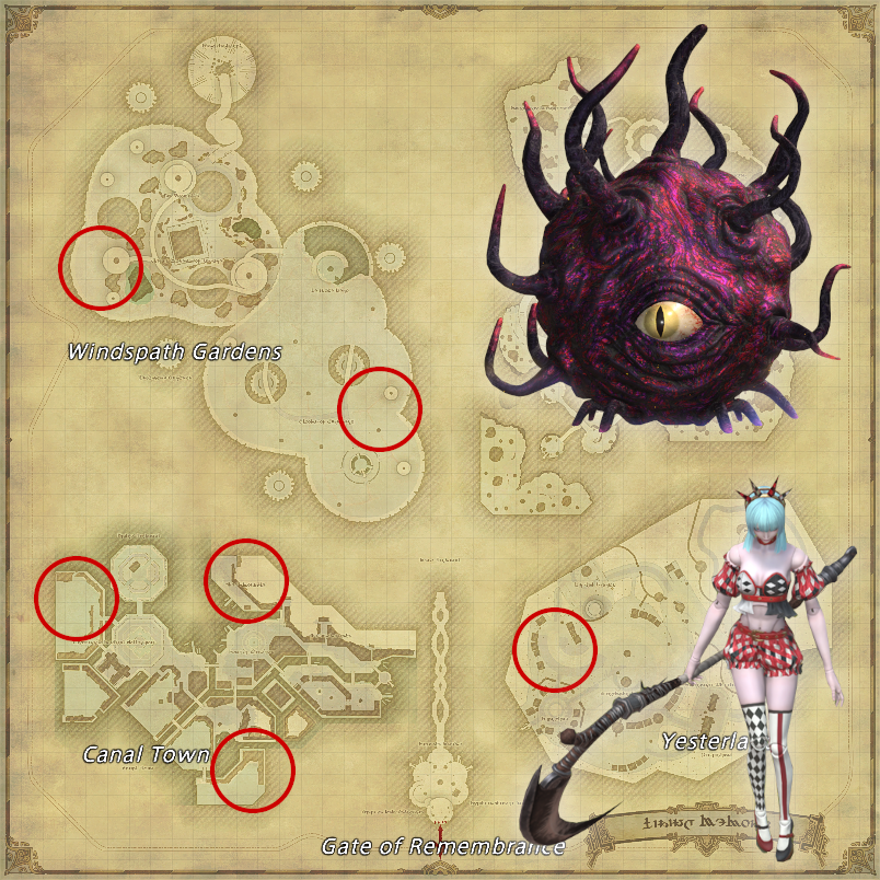 Cat's Eye (top) and Sally the Sweeper (bottom), the two A Ranks found in Living Memory in Final Fantasy XIV and where to find them