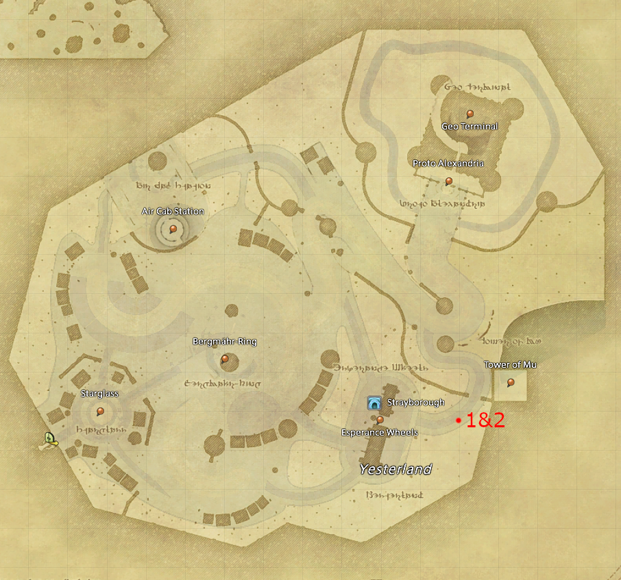 The location of the two FATEs you need to do to spawn Mascot Murder in Final Fantasy XIV