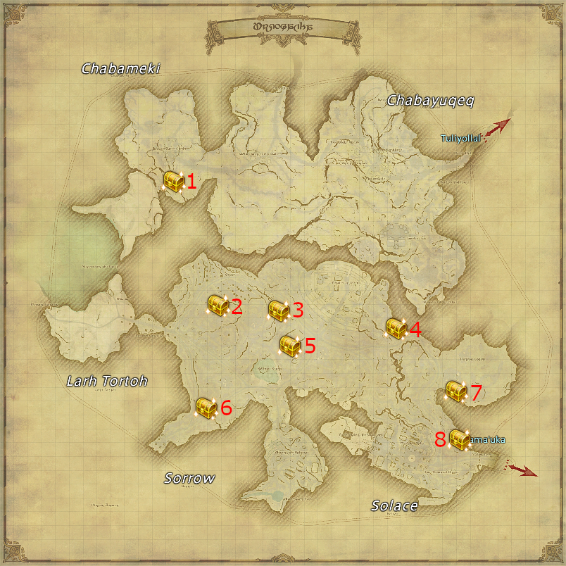 Where Br'aaxskin Treasure Maps can lead you in Urqopacha, Final Fantasy XIV