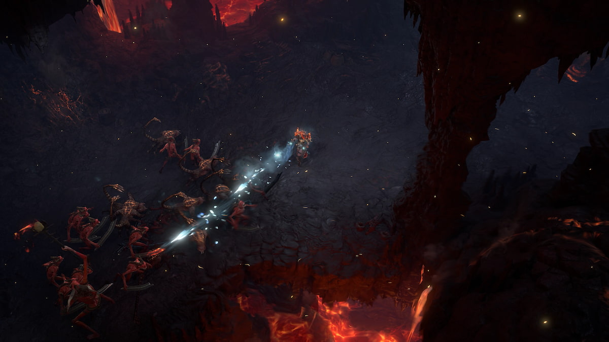 Sorcerer fighting demons in an Infernal Horde Diablo 4