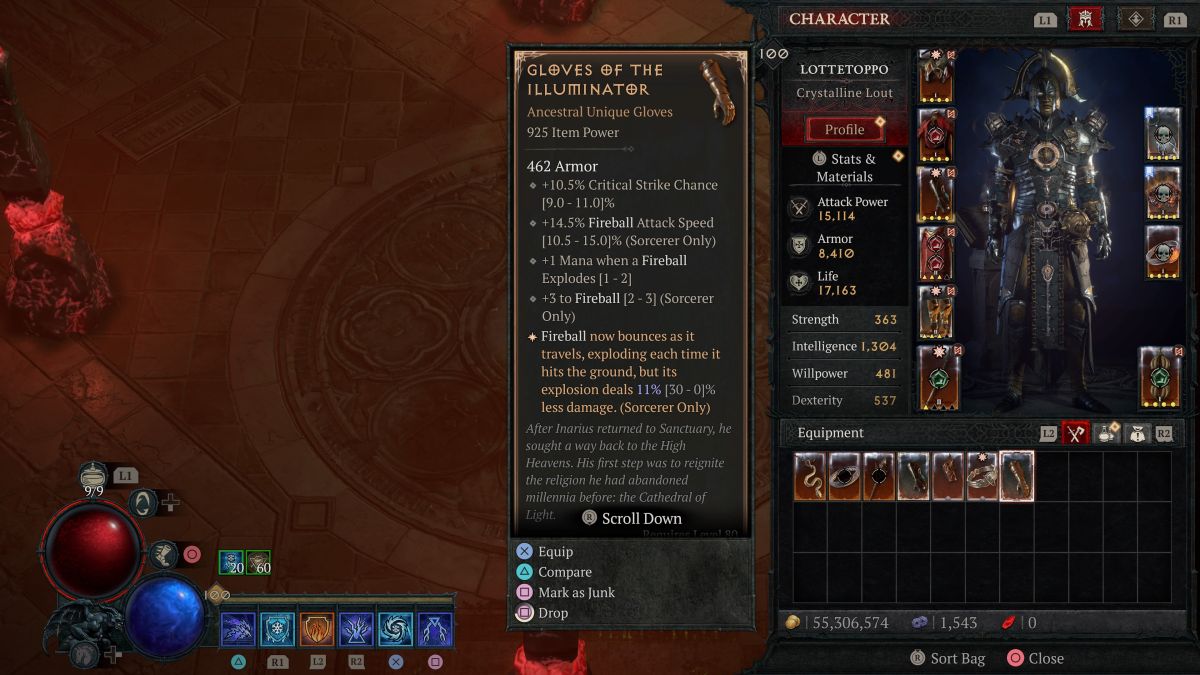 Gloves of the Illuminator Diablo 4 stats