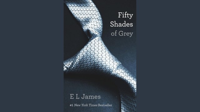 The cover of Fifty Shades of Grey; a knot of tape.