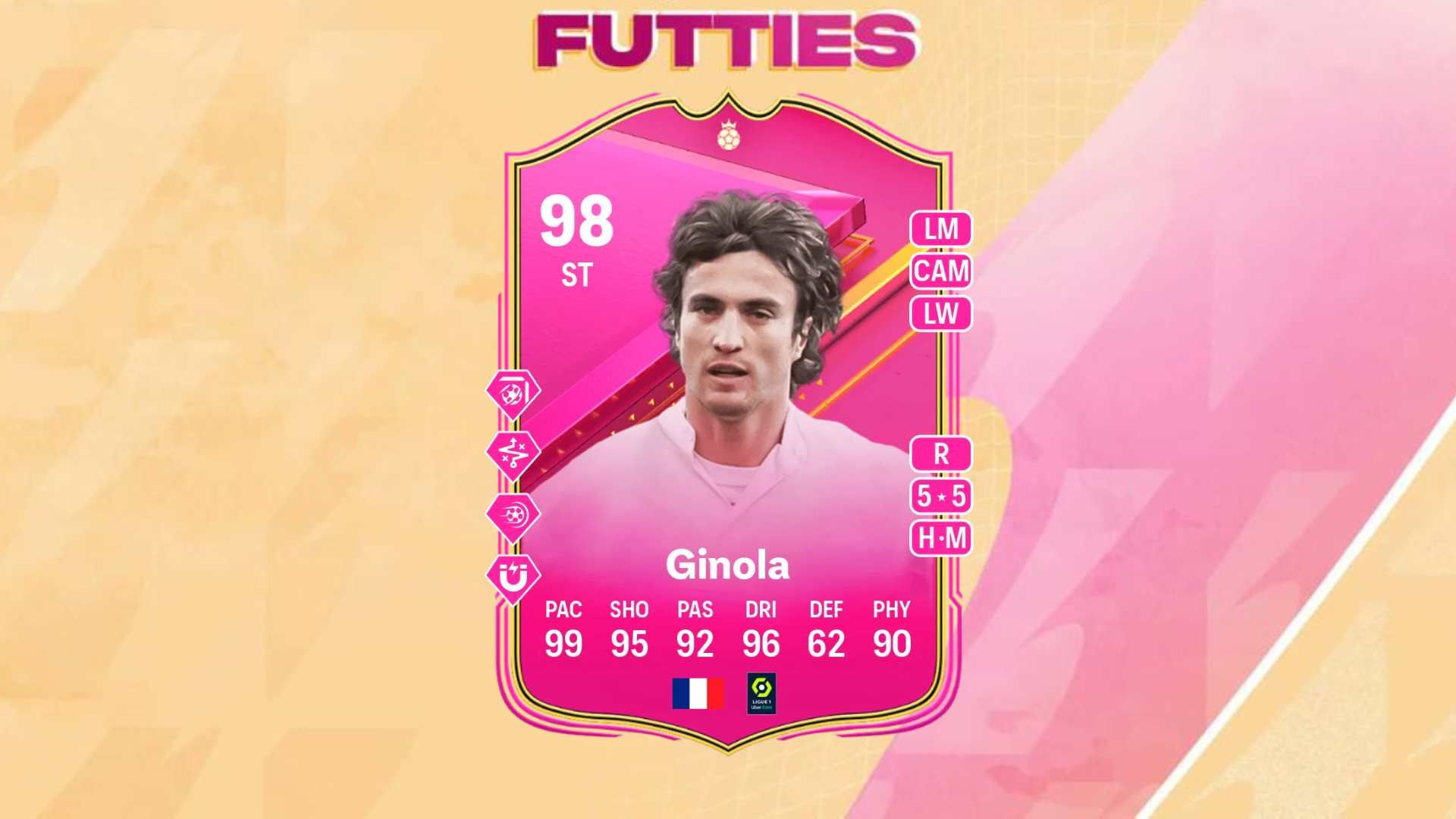 An image of Ginola FUTTIES Hero SBC solutions in EA FC 24