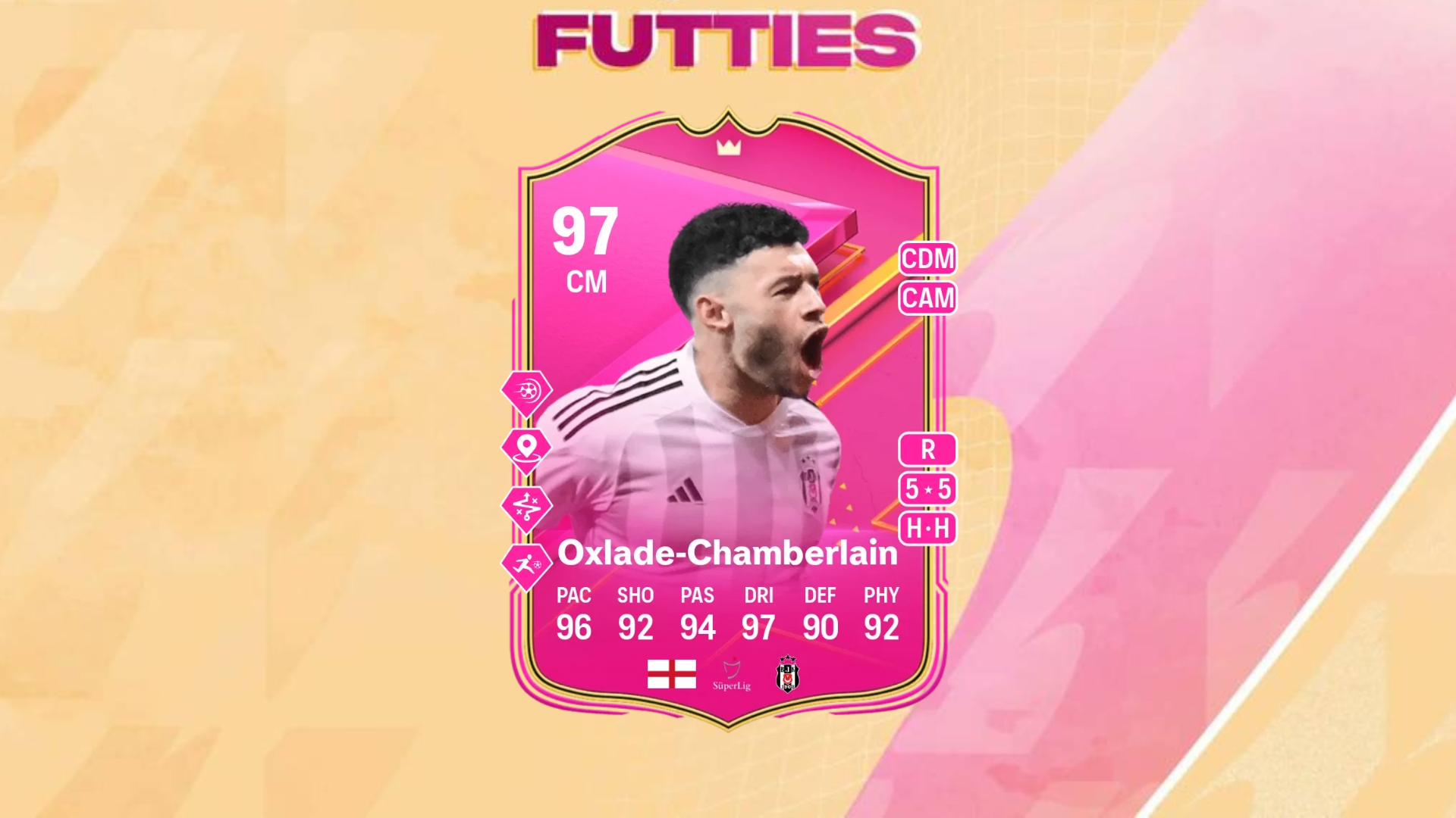 An image of Oxlade-Chamberlain FUTTIES SBC solutions in EA FC 24