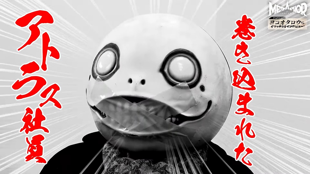 Yoko Taro with tape over the mouth