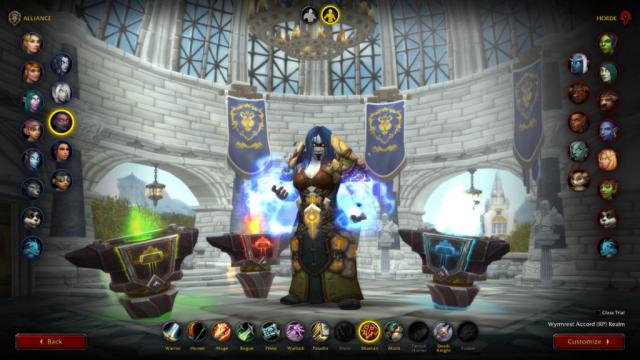 The character creation screen featuring a dwarf shaman