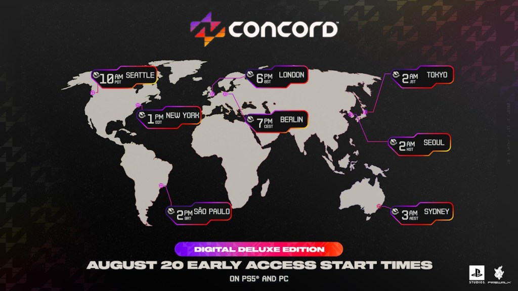 Timezones for when Concord goes live