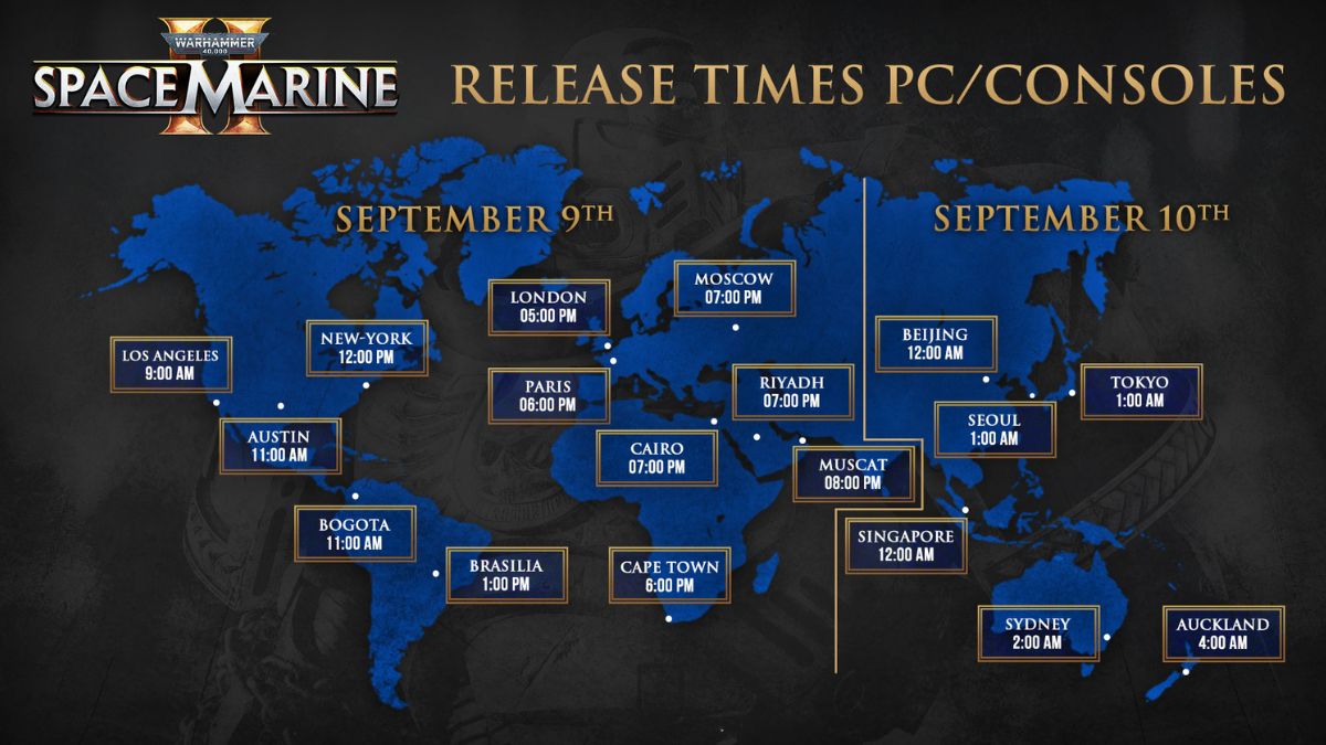 final release times for warhammer 40k space marine 2