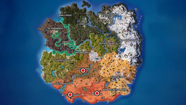 Fortnite boss location map for Chapter 5 Season 3