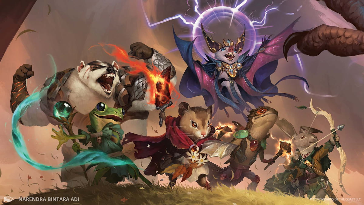 The cast picture for Bloomburrow's new characters in MtG.