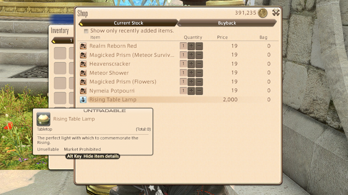 The Rising Table Lamp in Final Fantasy XIV