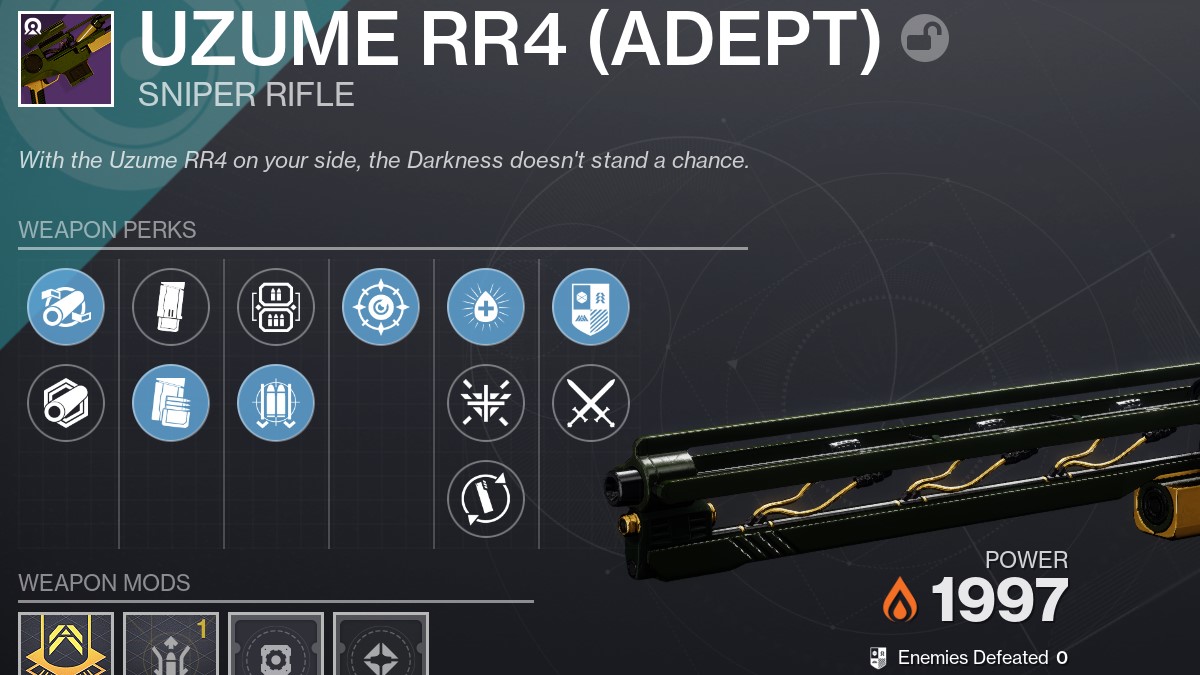 Destiny 2 Uzume RR4 Example Build