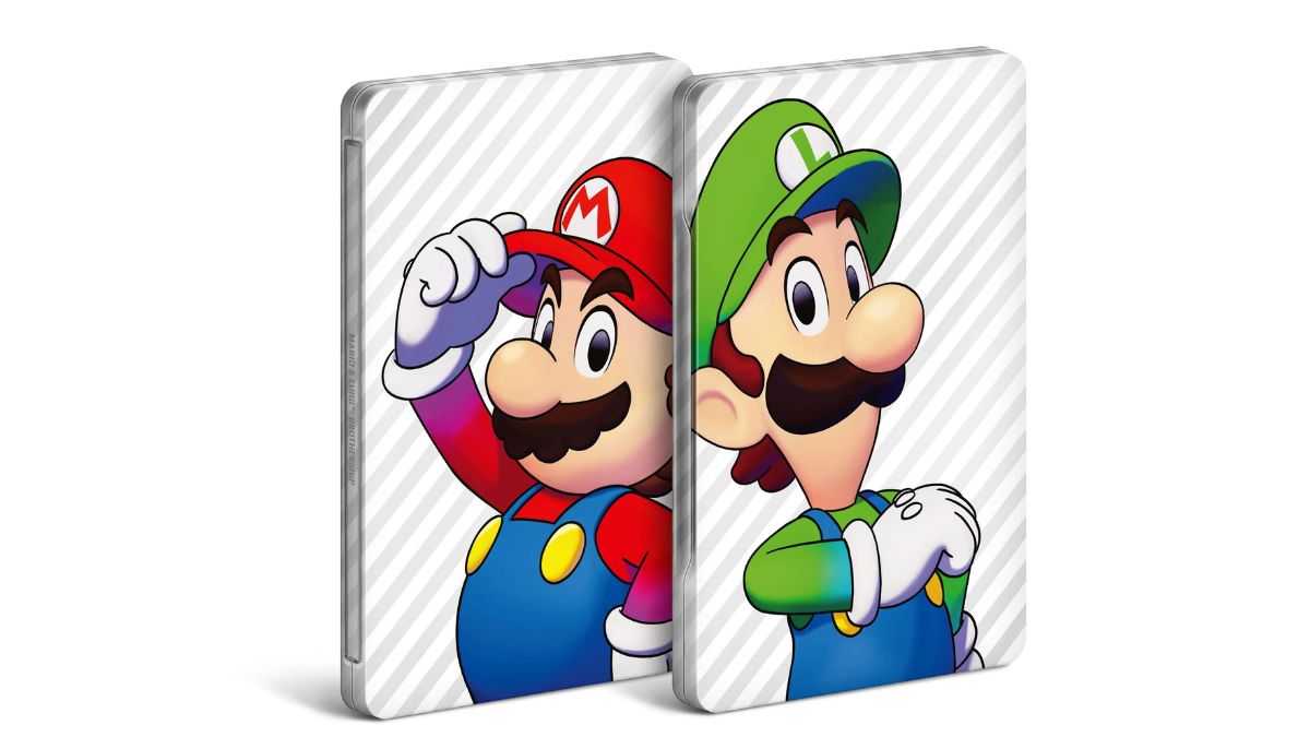 Steel books, the pre-order bonus for Mario & Luigi: Brothership.