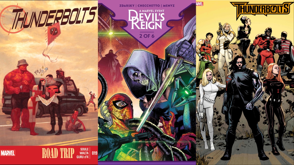 Marvel Thunderbolts (2012) #19, Devil's Reign (2021) #2, Thunderbolts (2023) promo covers