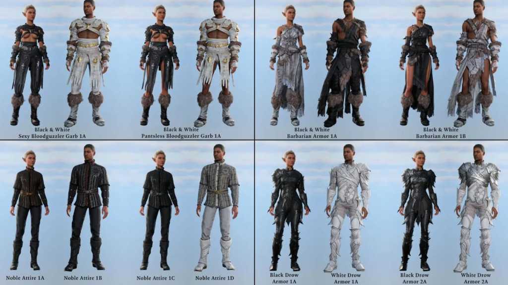 Armor and clothing in the Basket Full of Equipment mod for BG3