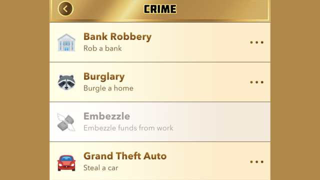 BitLife crime menu