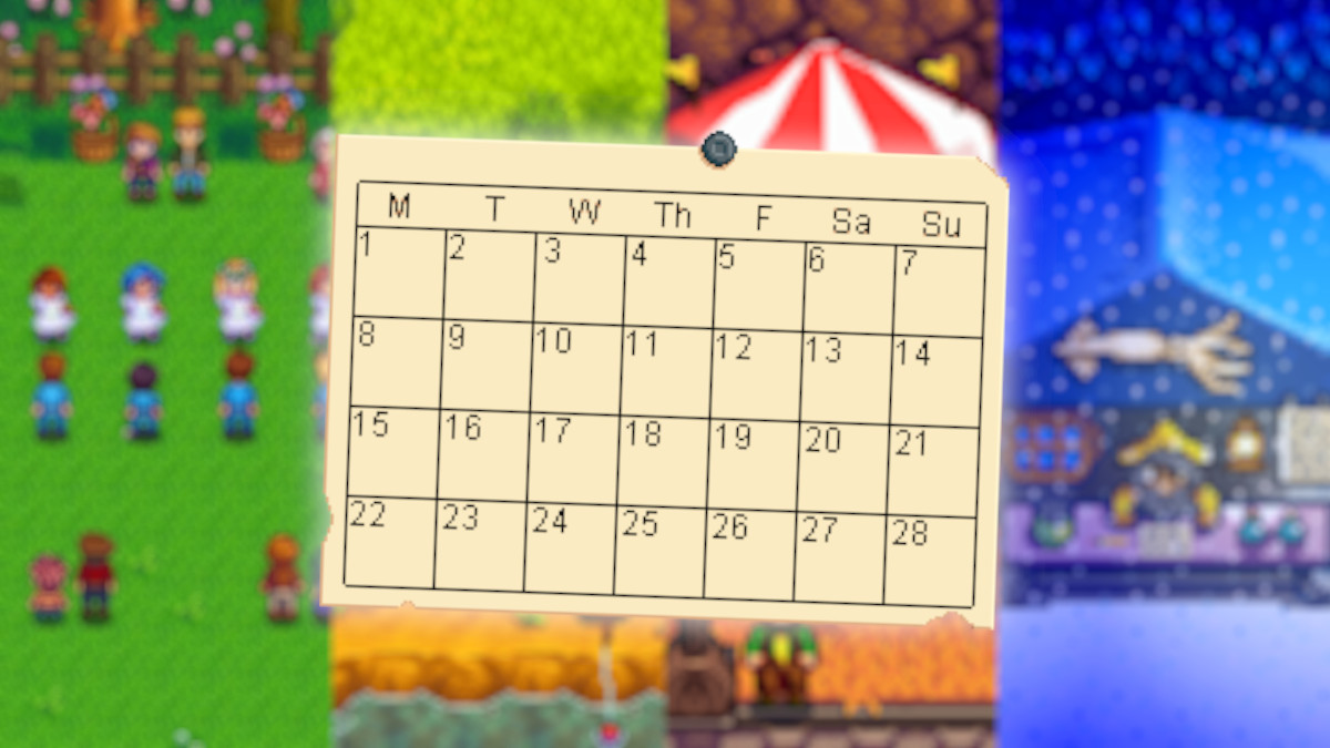 Calendar of Festivals in Stardew Valley