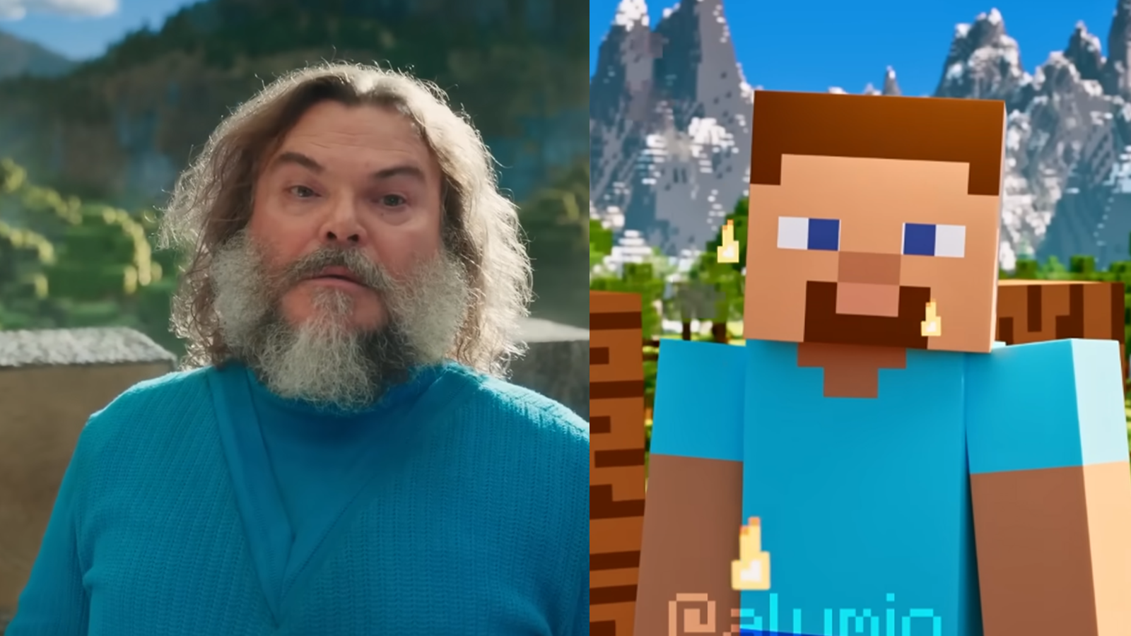 Jack black as steve and animated Steve