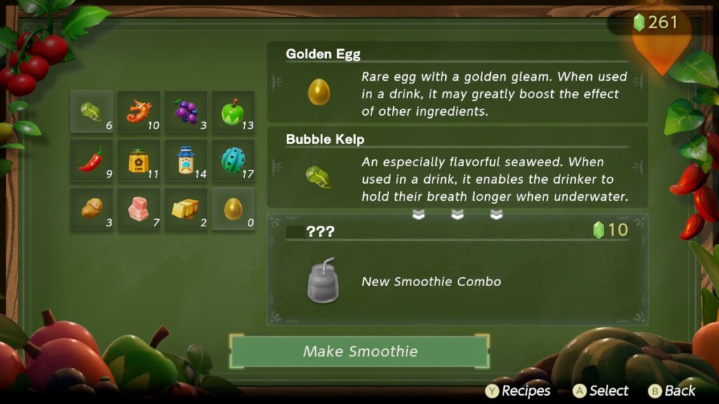 Golden Eggs are the best ingredient for Smoothies in Zelda: Echoes of Wisdom