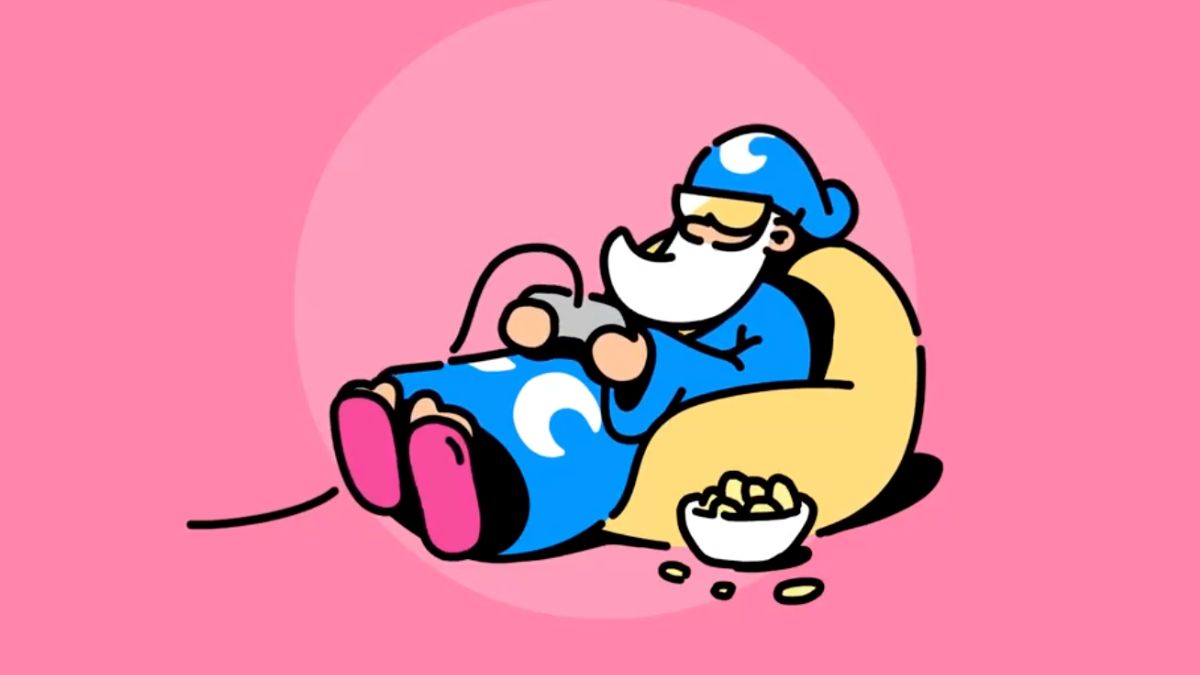 the plucky squire dude sat on a beanbag