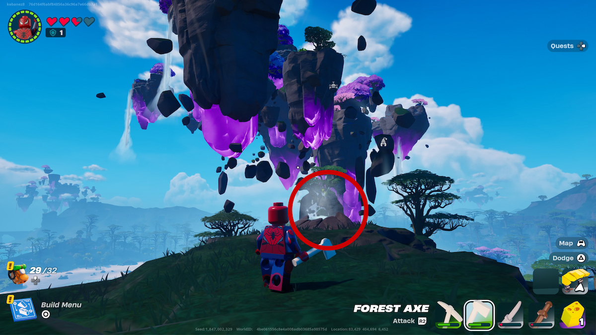 Floating island in LEGO Fortnite