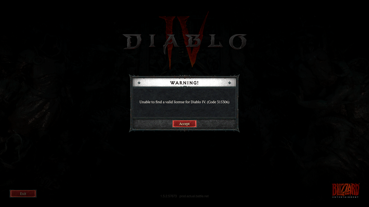 Unable to find a valid license in Diablo 4