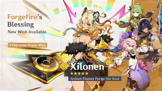 Genshin Impact banner featuring Xilonen, Collei, Candace, and Dori