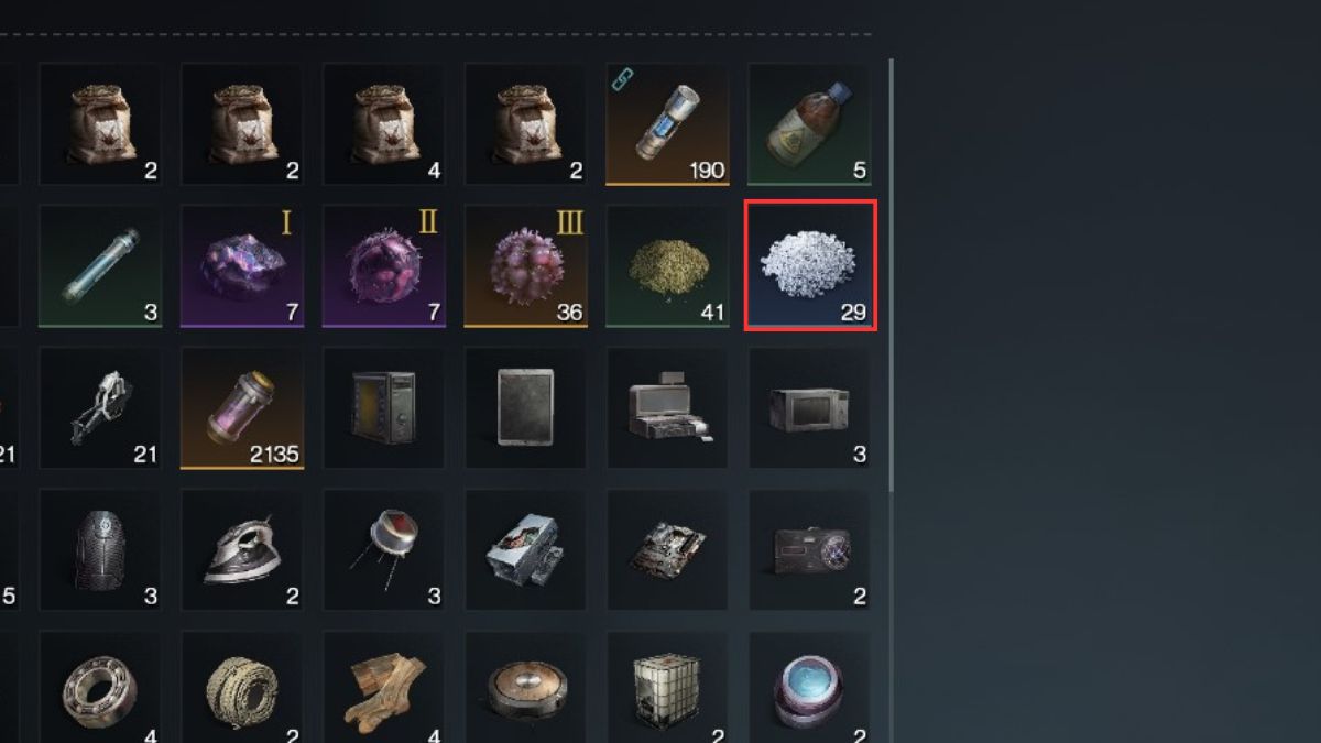 Platinum Crystals gathered in Once Human on display in the player inventory.