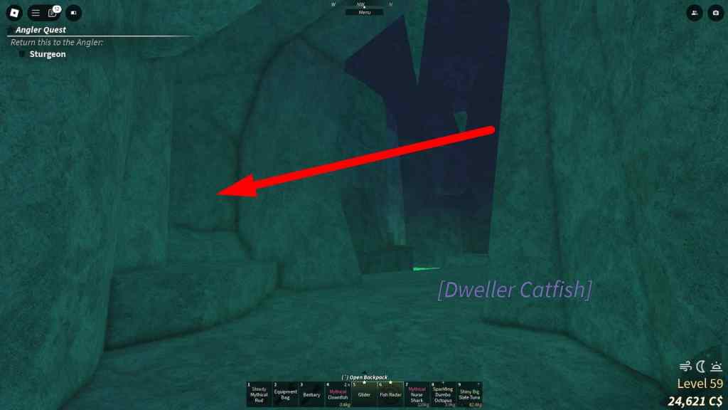 Player next to the Aurora Totem location in Fisch Roblox experience