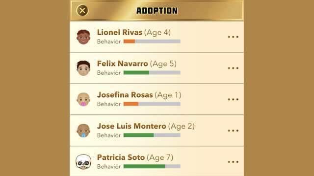 BitLife adoption menu