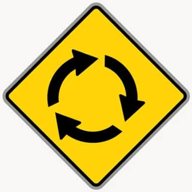 Circular Intersection roadsign in the BitLife driving test