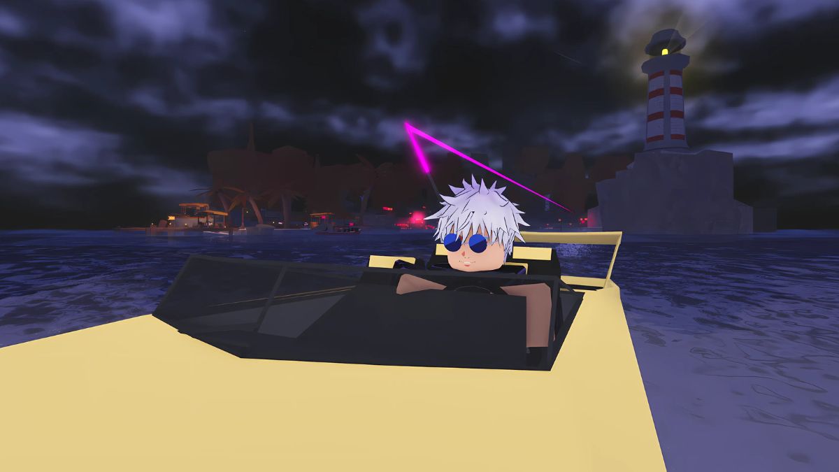 Player driving around the map in Fisch Roblox experience