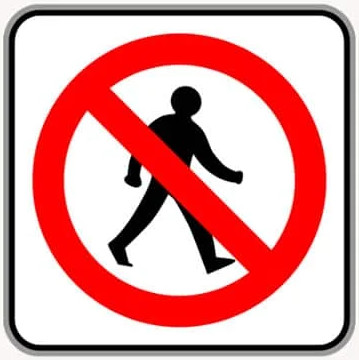 No Pedestrians road sign in the BitLife driving test